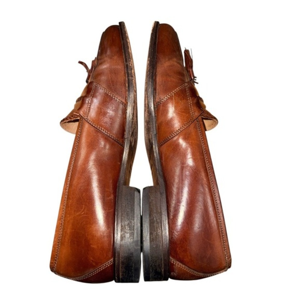 Johnston & Murphy Loafers Mens 8.5W Pre-Owned Brown Tassel Braided Leather Italy - Picture 14 of 16